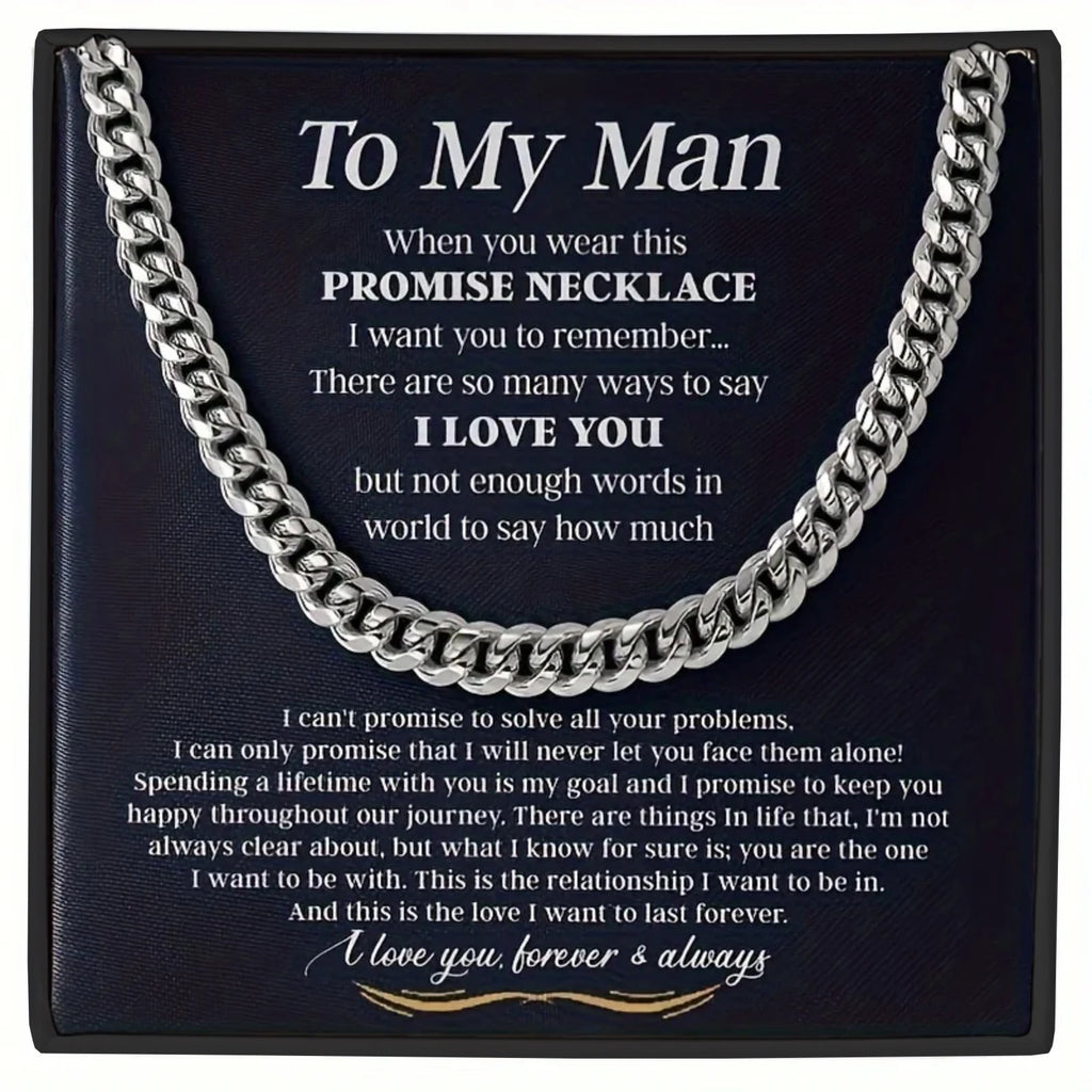 Men's Cuban Chain Necklace Gift for Him, Promise & Anniversary Jewelry