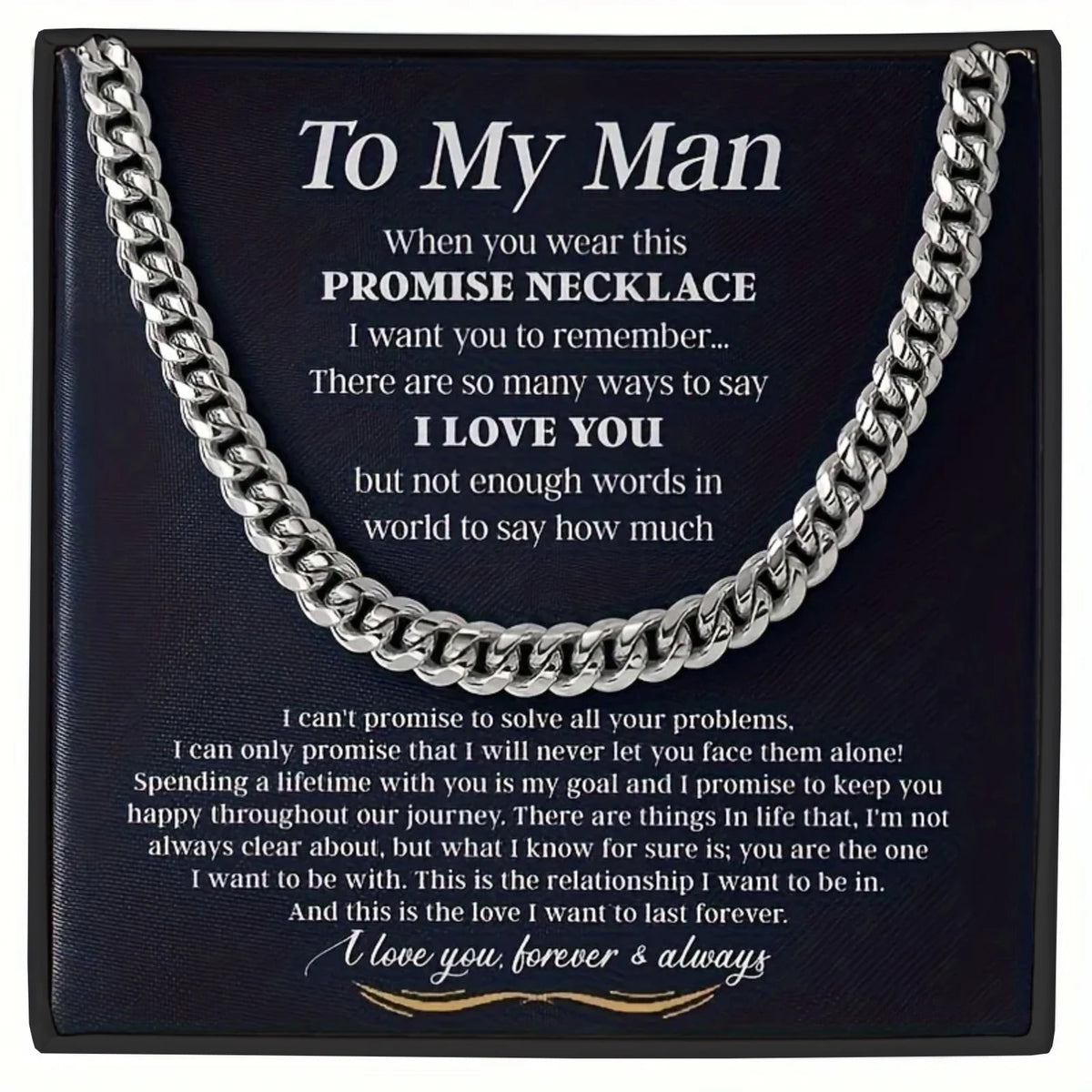 Men's Cuban Chain Necklace Gift for Him, Promise & Anniversary Jewelry