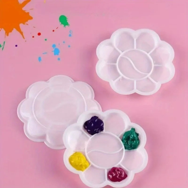 Mini Flower-Shaped Plastic Painting Boards 5pcs Art Mixing Trays