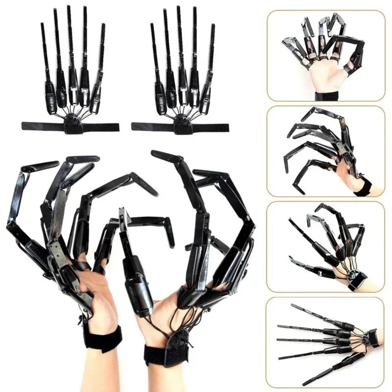 Halloween Articulated Skeleton Finger Gloves - Flexible Costume Props