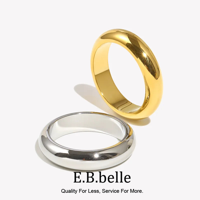 Minimalist Gold Plated Silver Color Stainless Steel Ring for Women - Hypoallergenic & Tarnish-Free