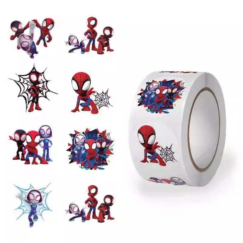 500PCS Cute Spidey and His Amazing Friends Round Stickers for DIY Laptop Notebook Decor