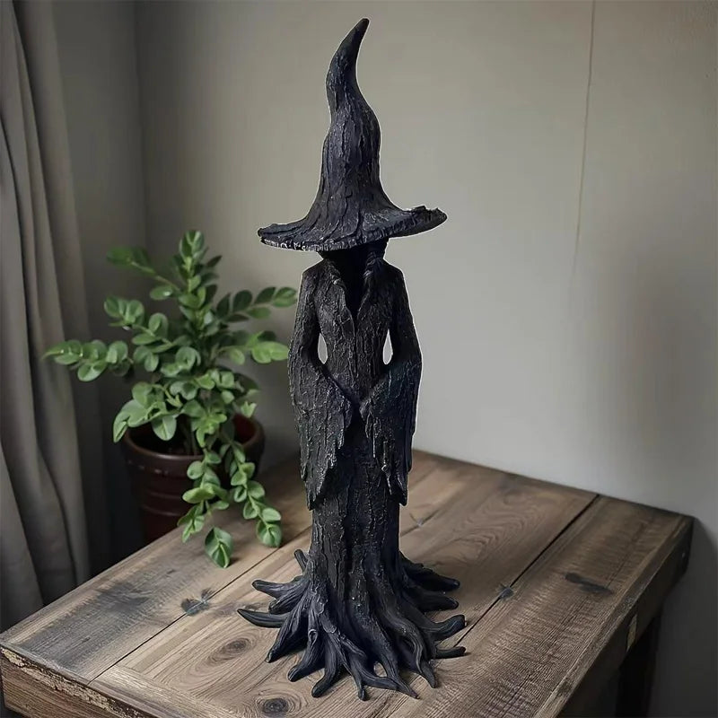 Dark Halloween Witch Resin Statue Gothic Decor Desktop Ornament Collectible Figurine