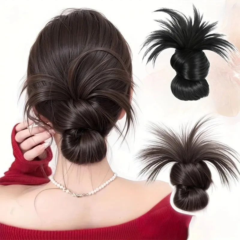 Synthetic Low Bun Claw Clip for Easy Hair Updo Styling - Natural Fluffy Hairpiece for Women
