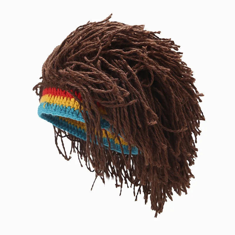 Unisex Synthetic Dreadlock Wig Beanie Cap Handmade Crochet Headwear for Cosplay and Party