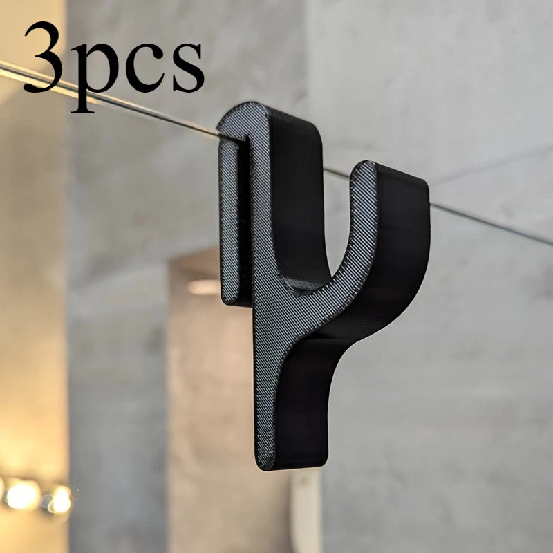 3pcs Shower Door Hooks Frameless Glass Hooks for Towels Pajamas Bathrobes - Black & White
