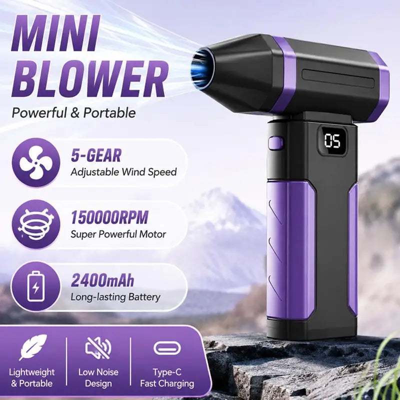 Portable Handheld Dust Fan with 150,000RPM Turbine & Long Battery Life