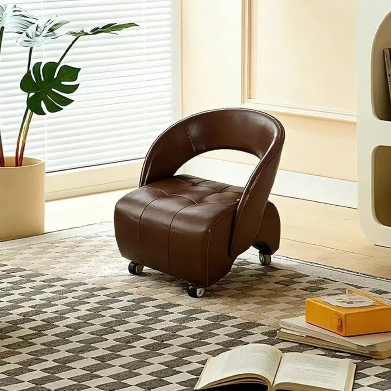 Swivel Wheel Stool with Backrest Multi-Use Sofa Bench for Home Living Room