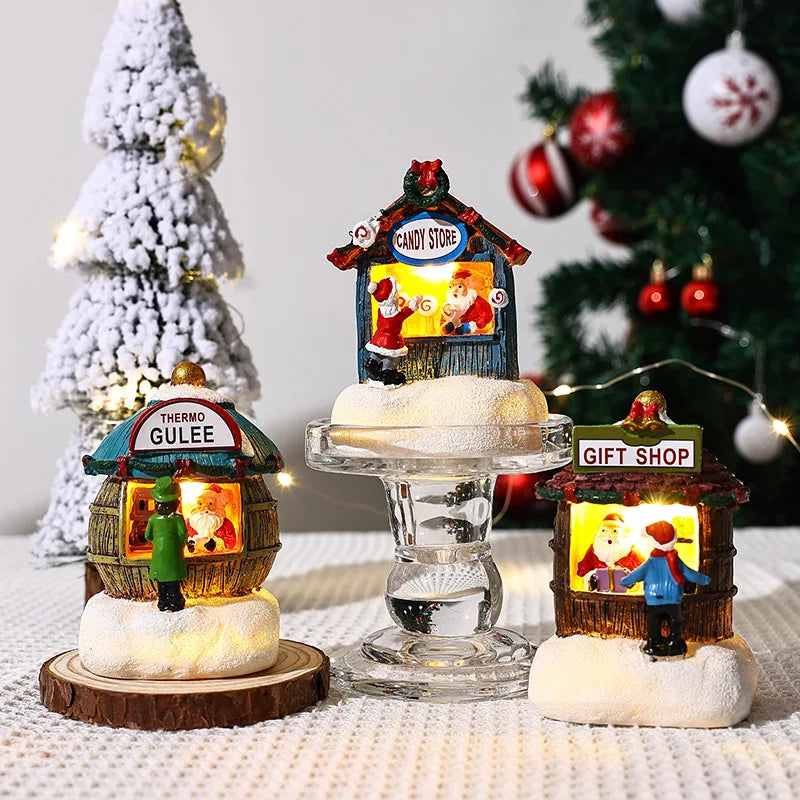 Christmas Snowhouse Glow Craft Snowman Garden Ornament with Music - Holiday Resin Decor