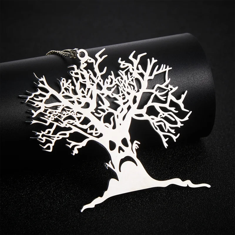 Halloween Tree Pendant Necklace Stainless Steel Tree of Life Jewelry