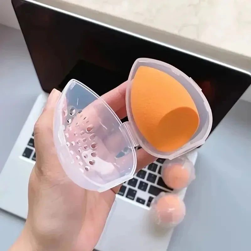 Egg Shaped Makeup Sponge Storage Box Portable Cosmetic Organizer with Lid