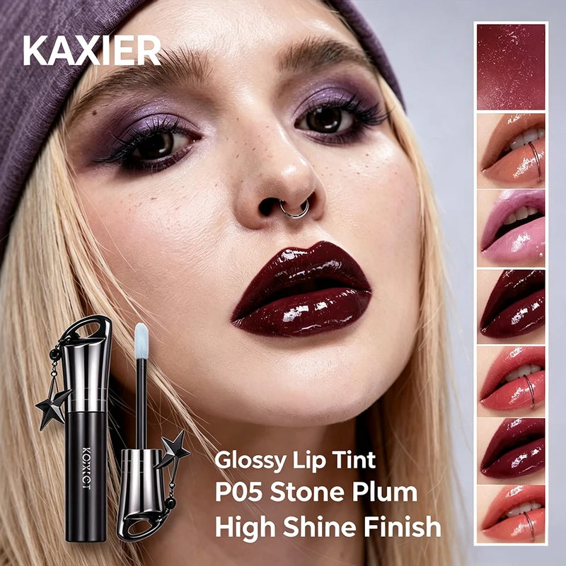 Long-Lasting Glossy Lip Glaze with Star Pendant - Hydrating, Non-Sticky Lip Gloss