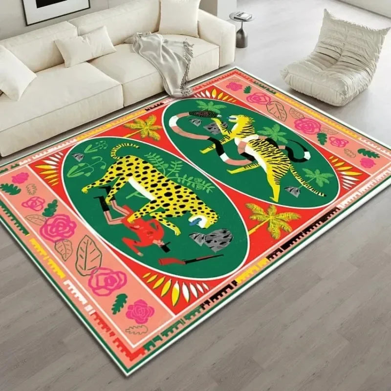Leopard Print Living Room Rug - Large Area Bedside Sofa Carpet for Home Decor