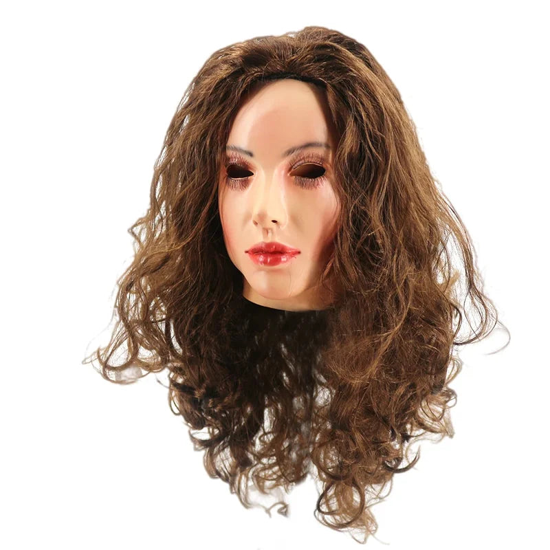Realistic Latex Mask for Cosplay Halloween Female Woman Face Crossdressing Transgender