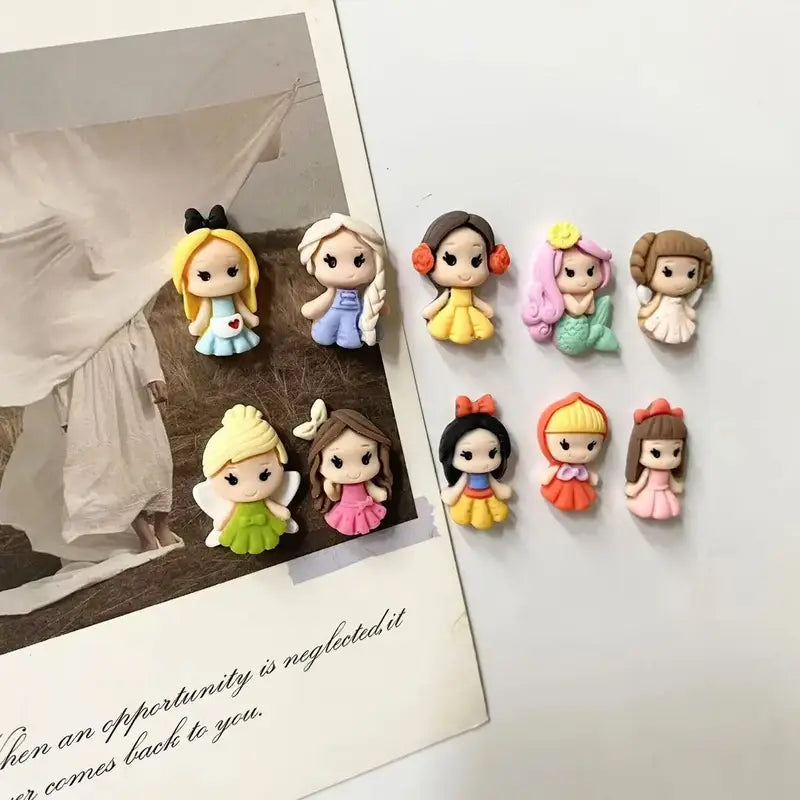 10pcs Mini Princess Refrigerator Stickers Resin Magnet Cute Photo Message Decor