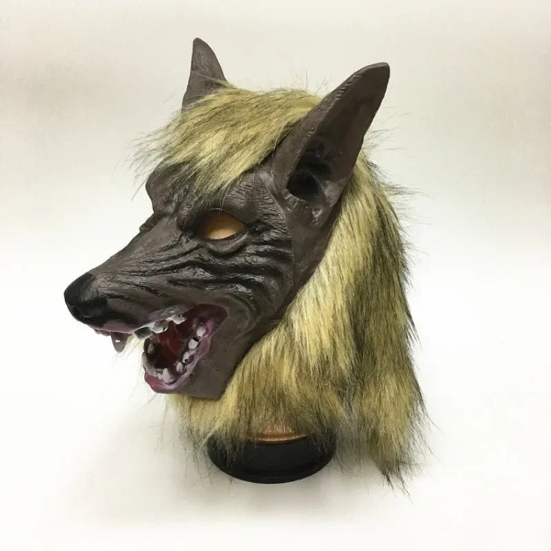 Werewolf Costume Mask and Gloves Set for Halloween Cosplay - Latex Rubber Wolf Head Hair Mask