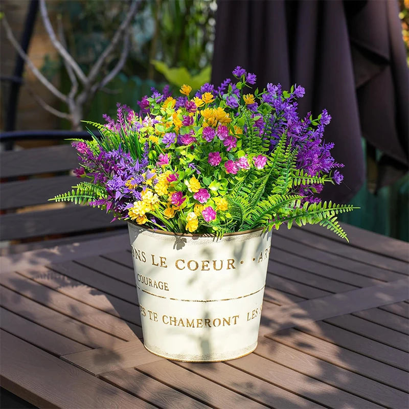 Artificial Flowers Outdoor UV Resistant 20 Bundles for Garden Porch Patio - Fake Floral Decor