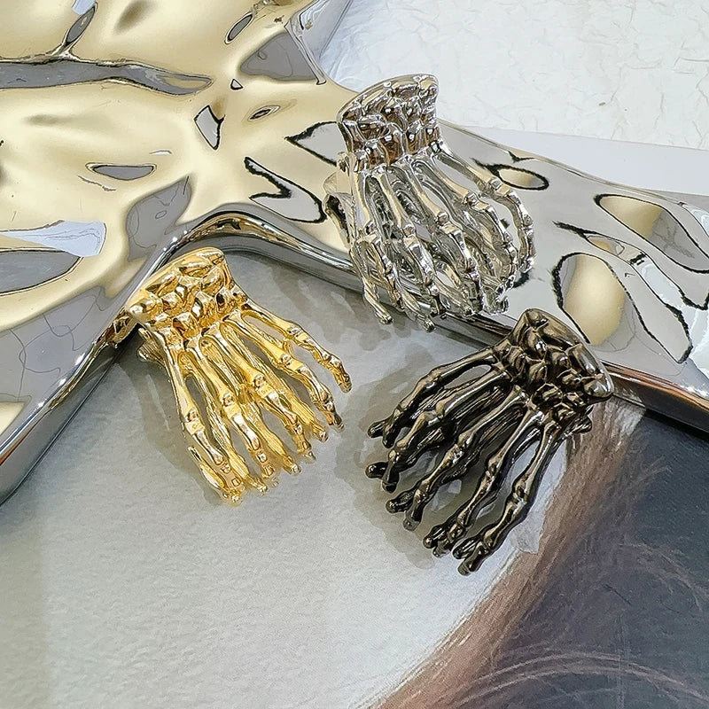 Gothic Skeleton Hand Shark Hair Clip Set Dark Punk Hair Accessories