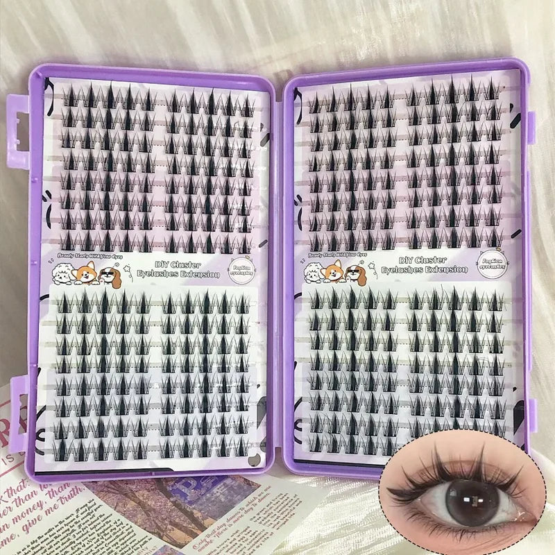 Eyelash Clusters 320pcs 13mm Slim Korean Style Reusable False Eyelashes for Beginners