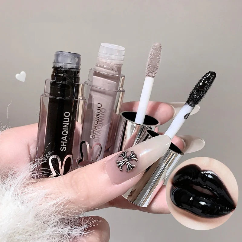 Moisturizing Lip Gloss Mirror with Fine Flash - Gothic Black Silver Finish