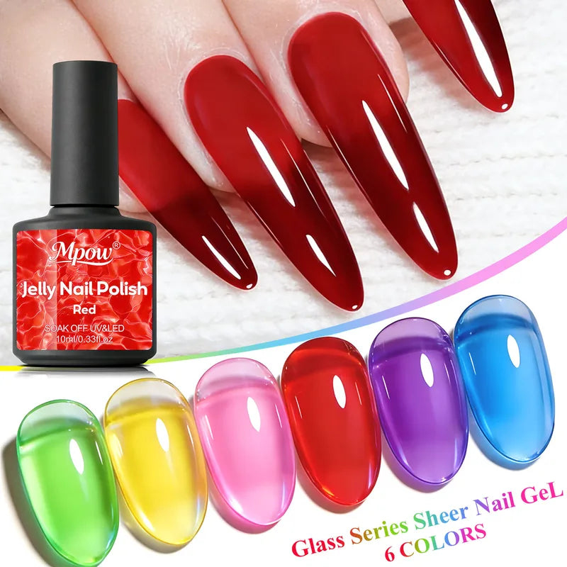 Jelly Gel Nail Polish Set - Colorful Translucent UV LED Curable Nail Art Kit