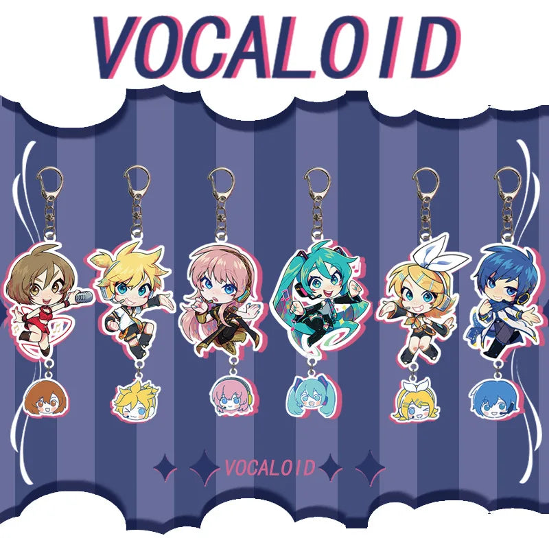 Anime Character Keychain Set - Hatsune Miku Kaito Rin Len Luka MEIKO Acrylic Pendants