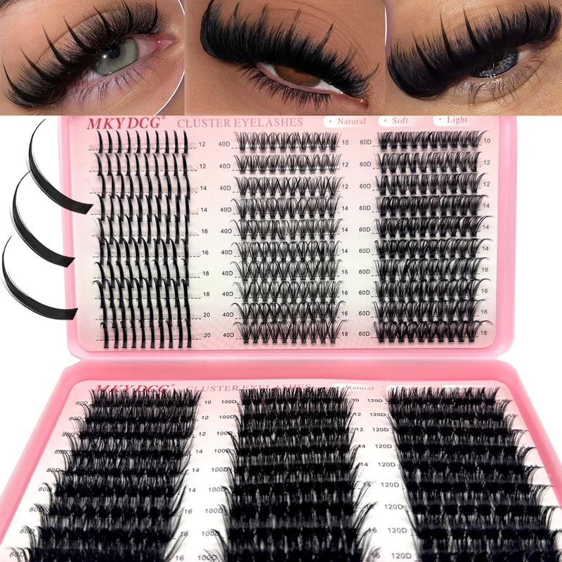 Cluster Eyelashes with Lash Spikes - Wispy Fluffy Fake Eyelash Clusters for Makeup