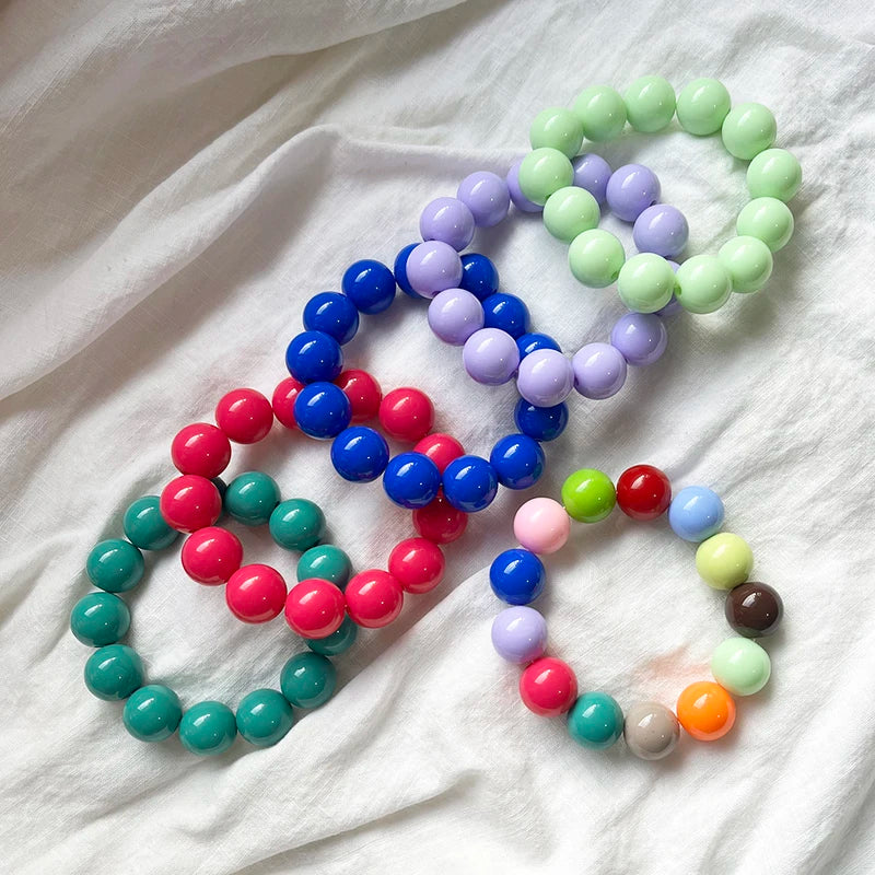 Colorful Acrylic Beaded Bracelet Set - Chunky Stacking Jewelry for Women
