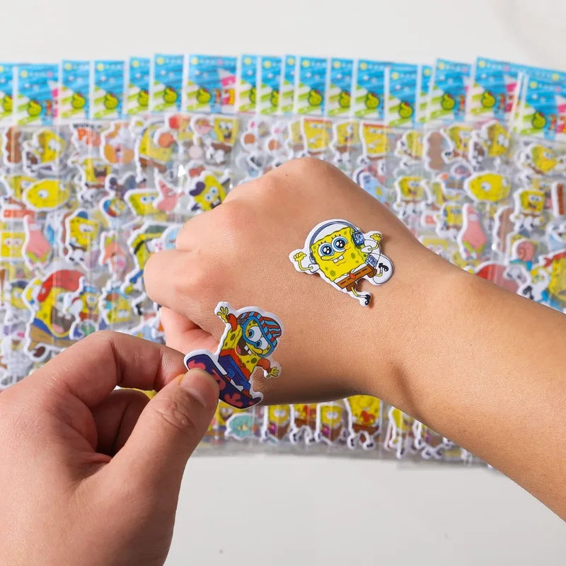 12-Pack Cartoon SpongeBob 3D Sticker Sheets - Kids DIY Bubble Stickers