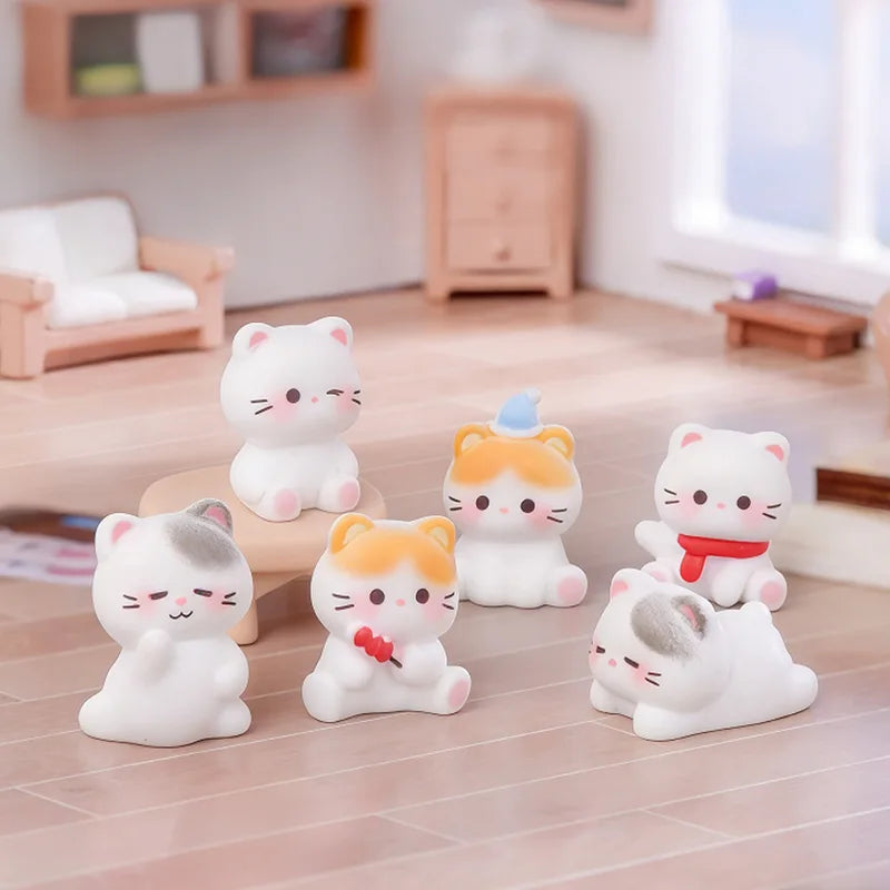 Cute Cat Resin Figurines Set for Miniature Landscapes Dollhouses & Garden Decor