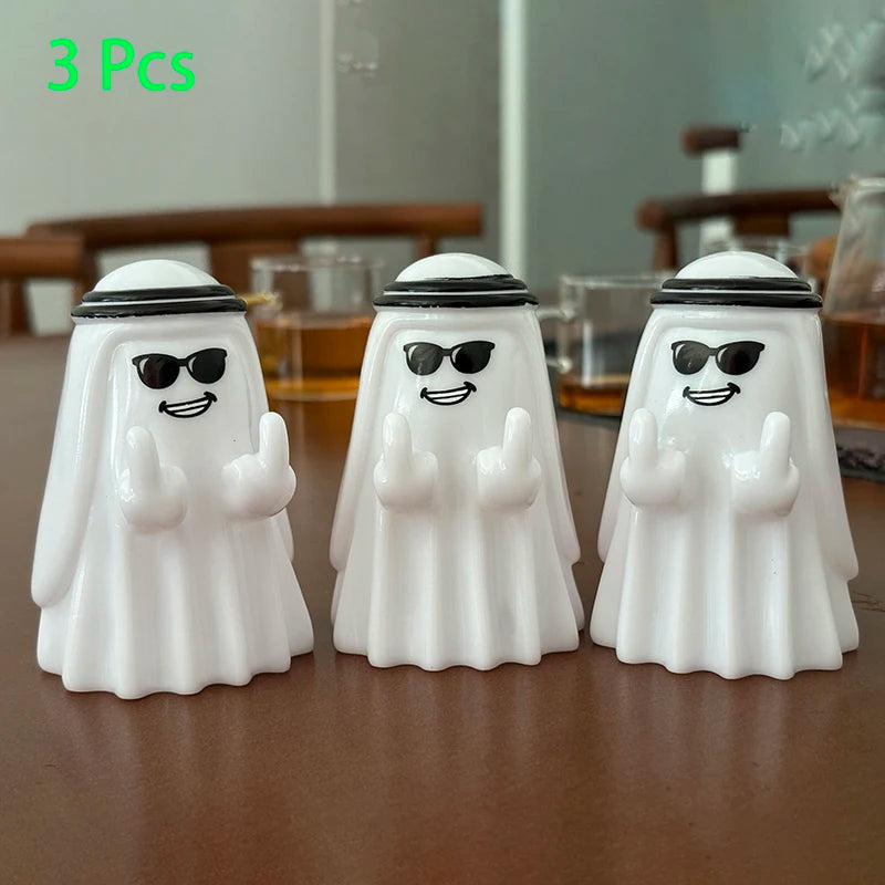 Funny Halloween Ghost Figurine with Middle Finger Small Decor Gift for Friends