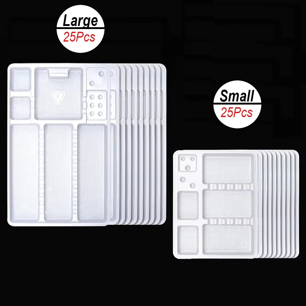 Disposable Dental & Makeup Organizer Trays - PVC Plastic Storage Plates, 50 Pcs