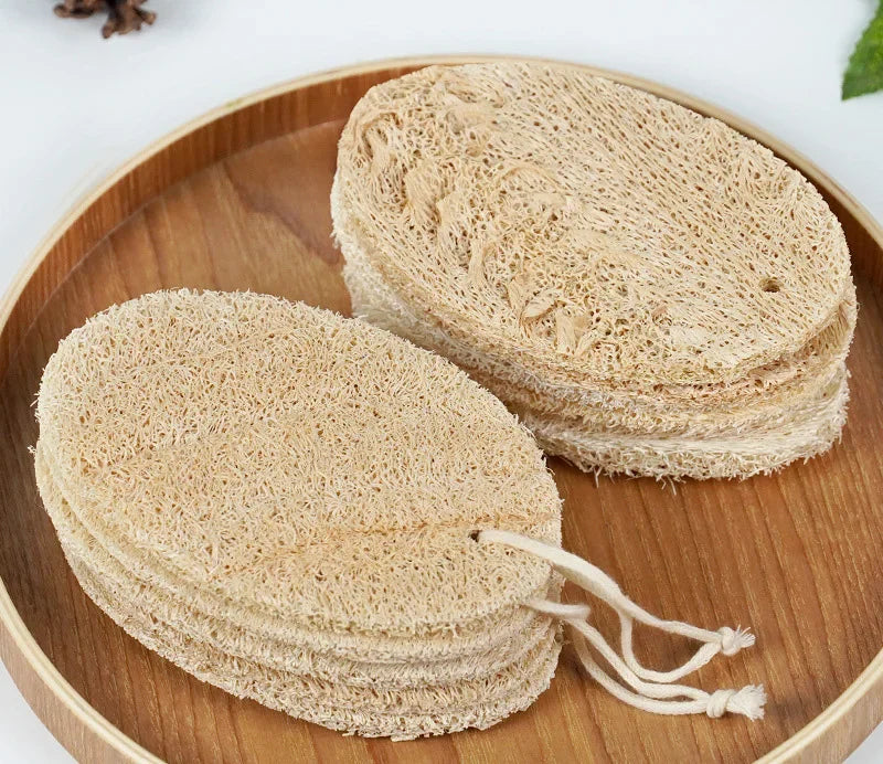 Natural Loofah Sponges Set - Organic Exfoliating Bath & Body Scrubber, 5 pcs