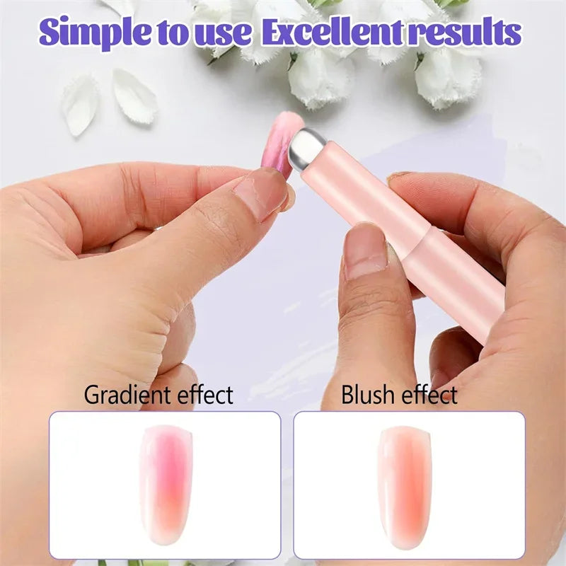 2pcs Silicone Nail Art Brushes for Gradient & Ombre Nail Designs