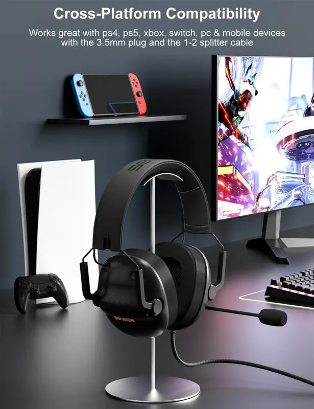 Gaming Headset with Surround Sound & Noise Cancelling Microphone - Lightweight Foldable
