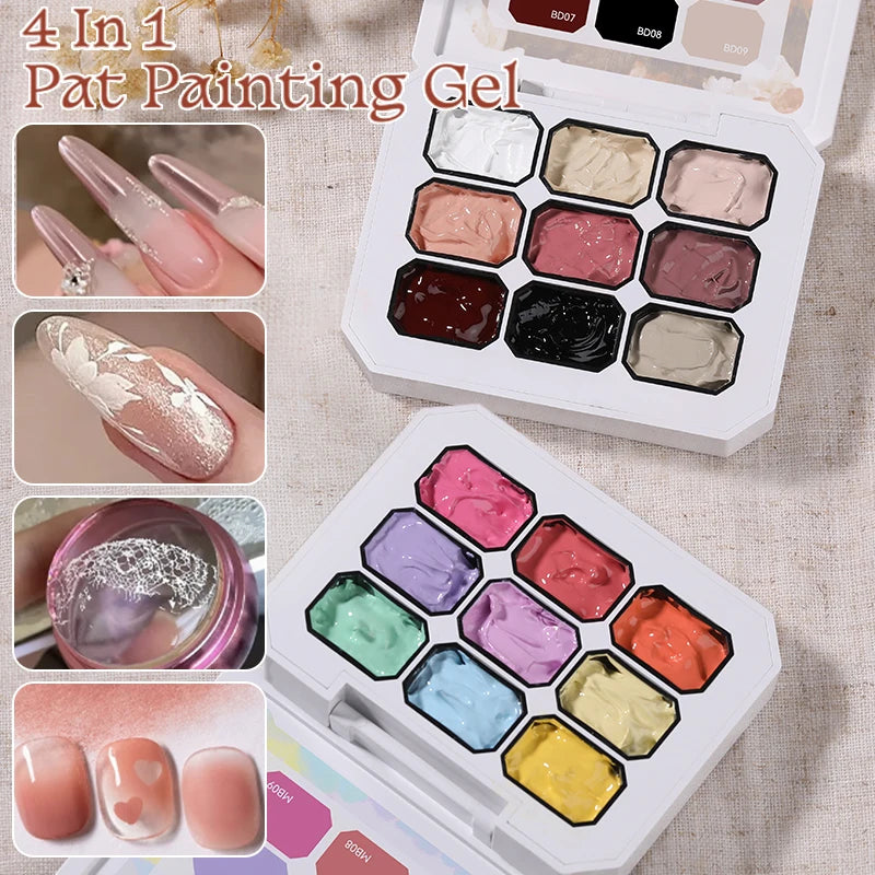 9-Color Gel Nail Polish Set - 4-in-1 Gradient & Art UV LED Soak Off