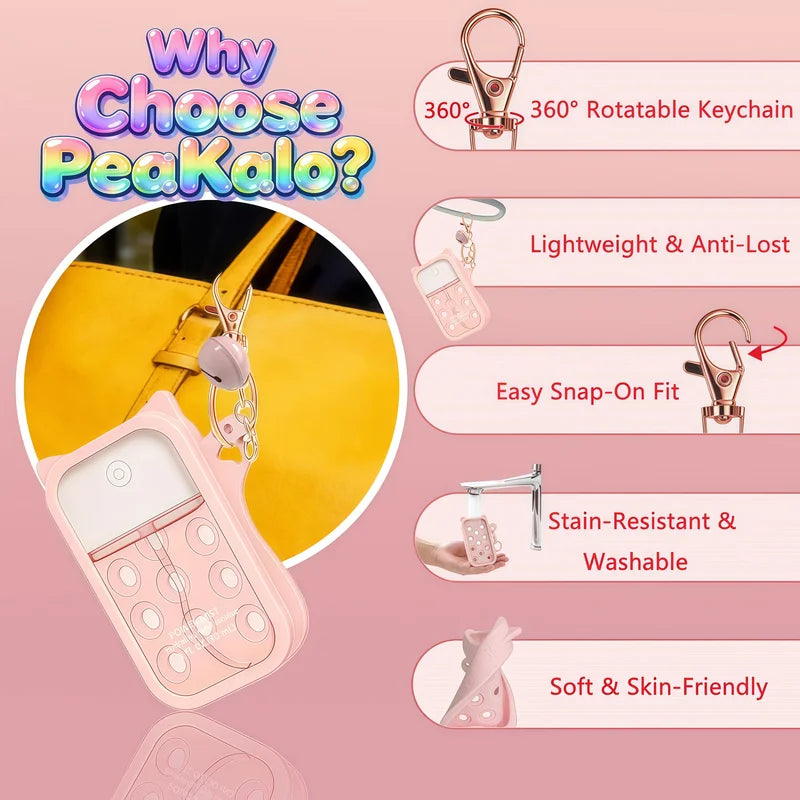 Portable Hand Sanitizer Mist Case with Keyring, Silicone Cat Design, Fits 30ml Spray, Multiple Colors
