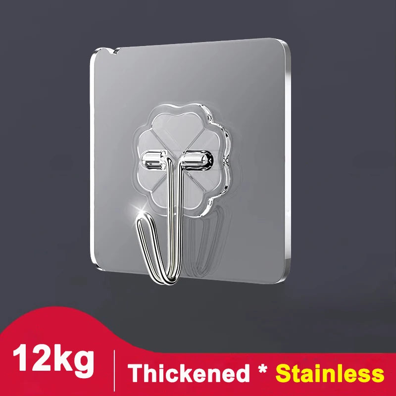 Self-Adhesive Wall Hook Set for Pictures Keys and More - Clear & Durable