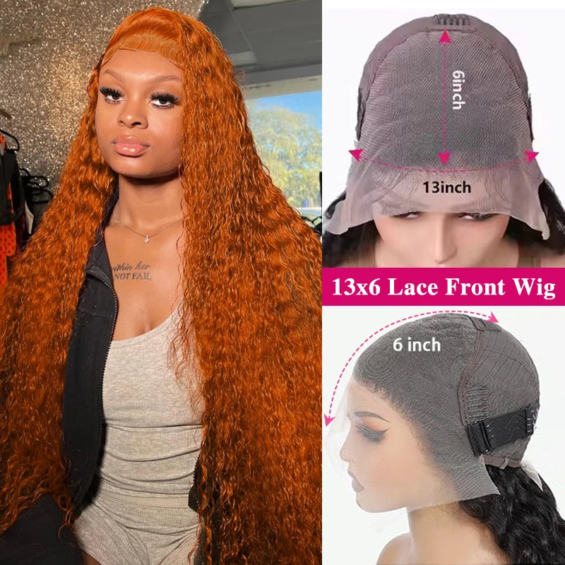 Deep Wave Lace Front Wig Human Hair 13x6 Water Wave Curly Wig 38 Inch Pre Plucked