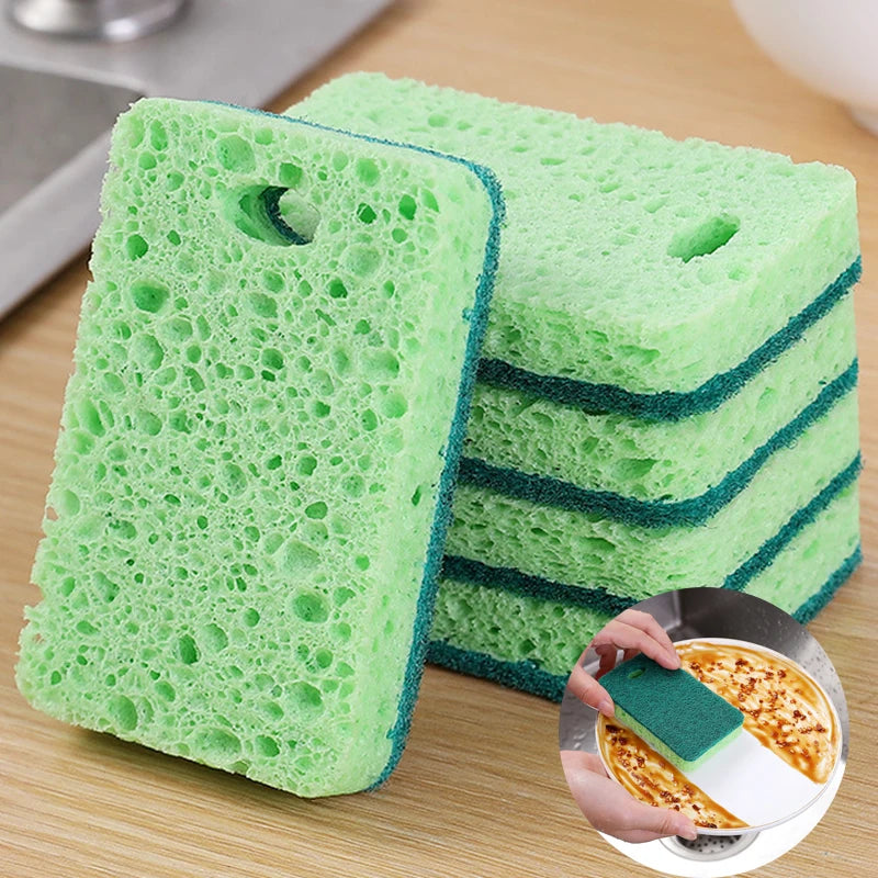 Reusable Wood Pulp Cotton Sponge Wipe - Household Cleaning Pad, Eco-Friendly, 10.5x7cm