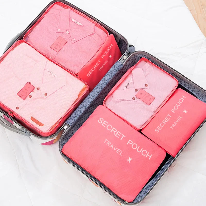 Large Capacity Waterproof Travel Storage Bags Set with Zippers - Multi-Size Organizers for Clothes and Underwear