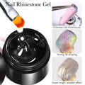 Nail Rhinestone Glue Gel with Mirror Powder and Nail Liner Brush for Nail Art