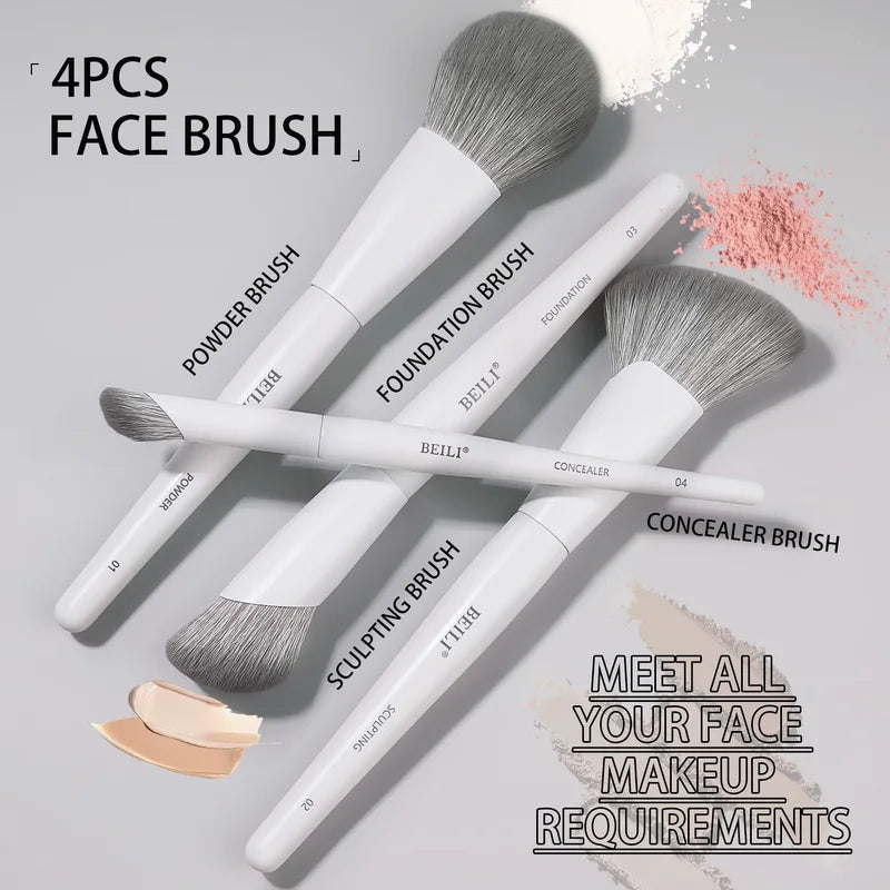 Vegan Makeup Brush Set - 12 Multi-Use Eye & Face Brushes for Powder, Concealer, Eyeliner, Contour