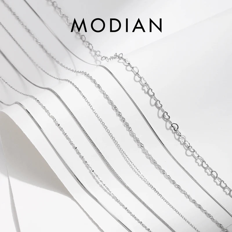 Sterling Silver Chain Necklace for Women Adjustable 40+5CM Jewelry Gift
