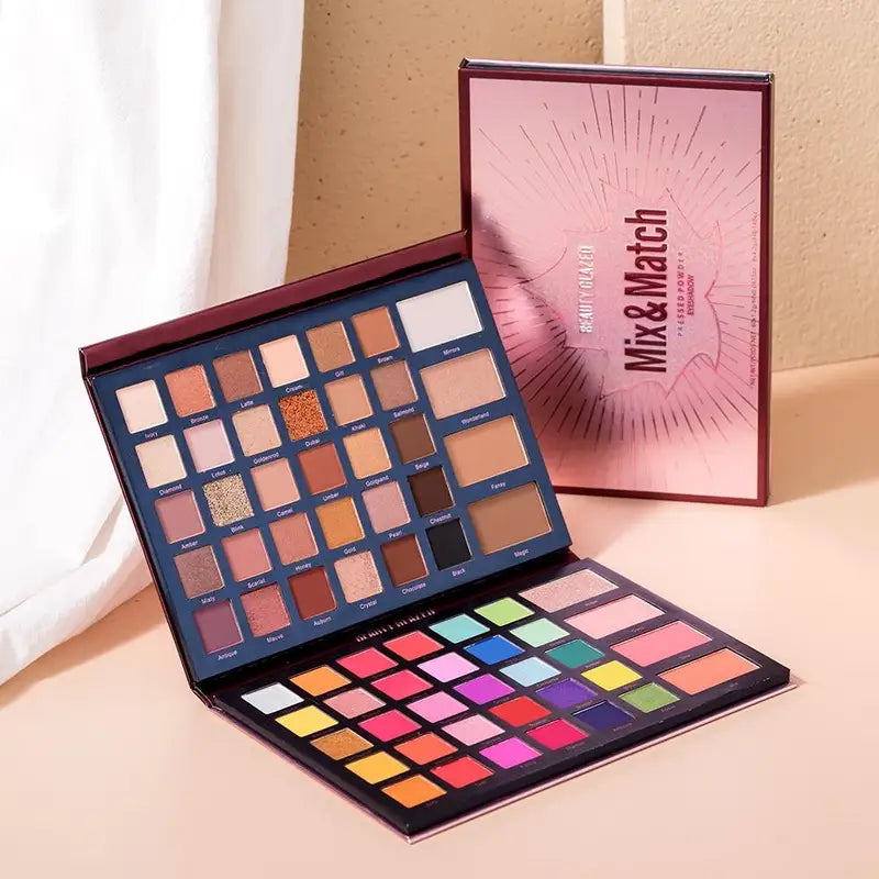 68 Color Waterproof Eyeshadow Palette with Highlighter Blush & Contour