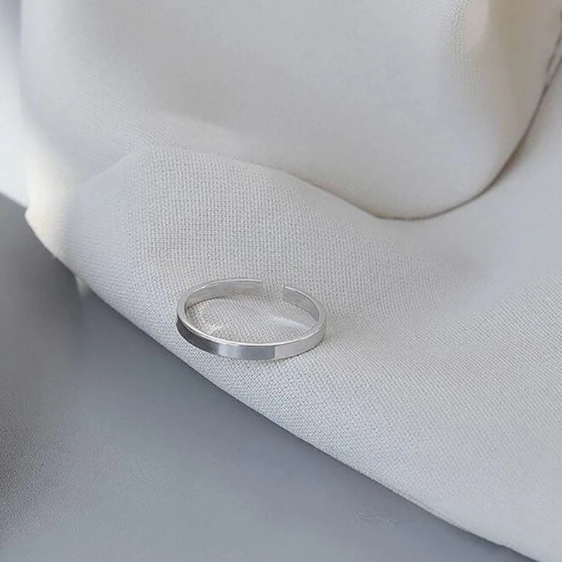 Sterling Silver Minimalist Ring for Women Girls - Simple Geometric Jewelry Gift