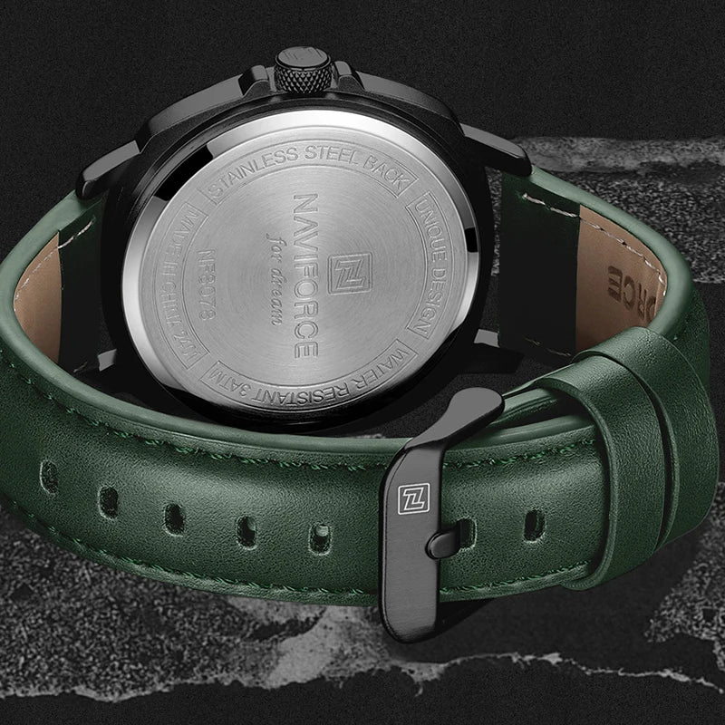 Men's Quartz Watch 3ATM Waterproof Shockproof Leather Casual Business Wristwatch