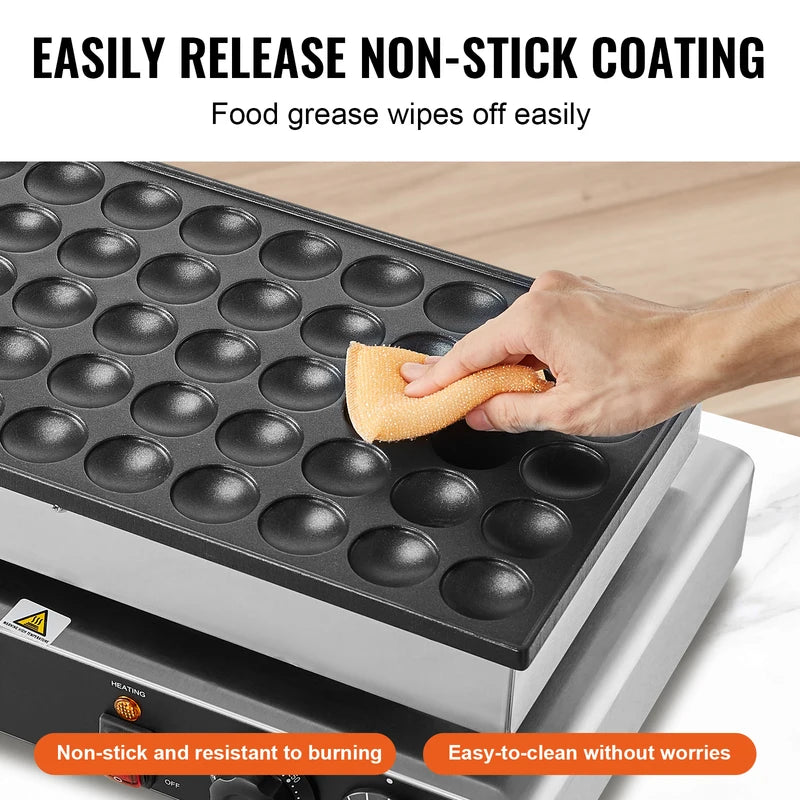 Mini Dutch Pancake Maker - Commercial Waffle Baker with Non-Stick Dual Temp Control