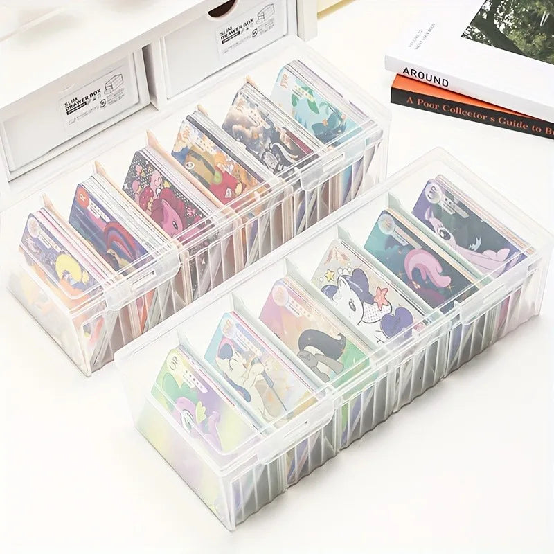 Transparent Storage Box with Lid and Removable Divider for Cards Jewelry Beads and More