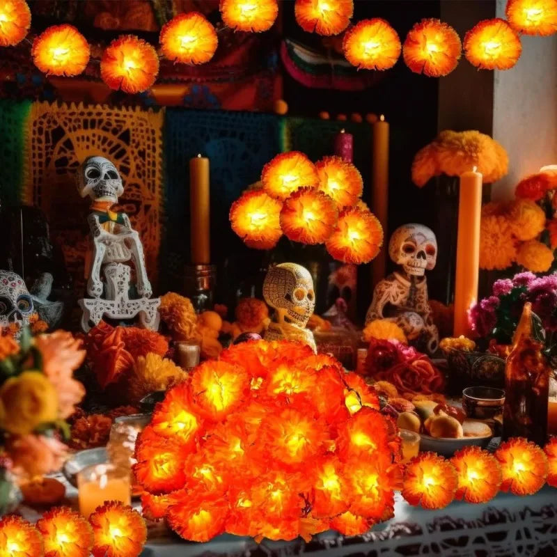 5 Ft LED Marigold String Lights for Festival & Holiday Decor